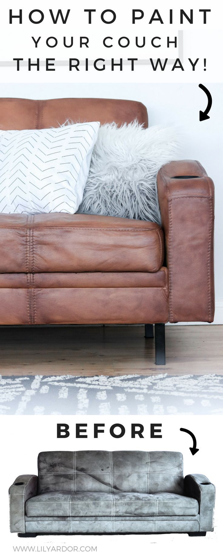 How to paint your microfiber couch to look like real leather!