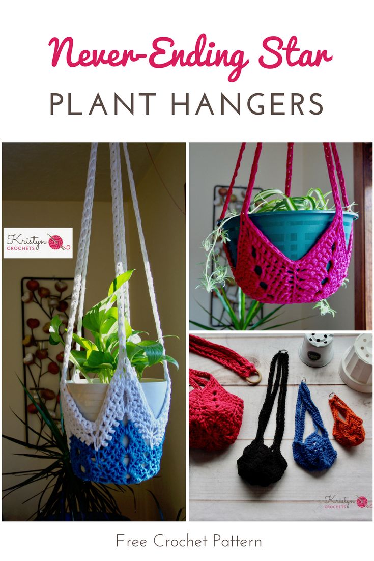 Never-Ending Star Crochet Plant Hangers