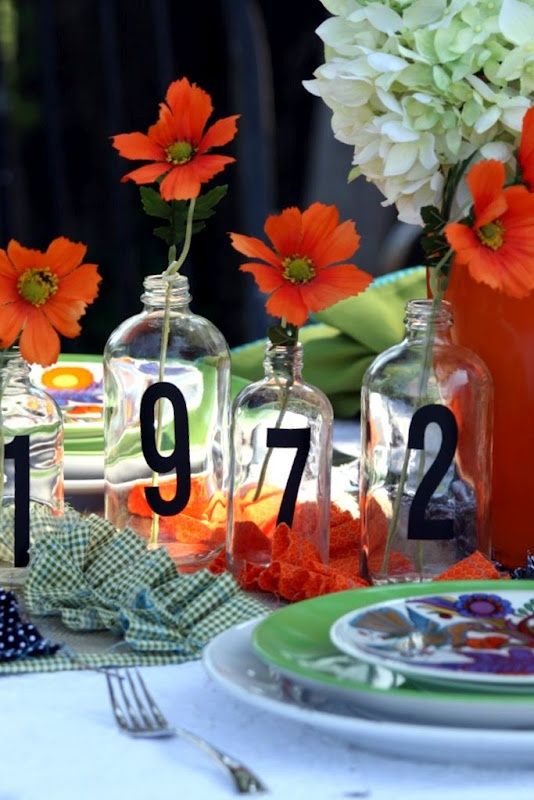 Birth year on bottles make an original addition to a birthday table.