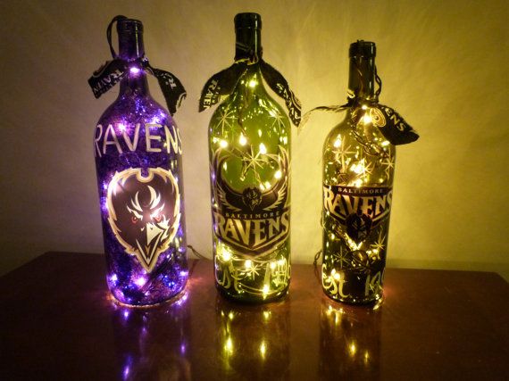 Ravens/NFL Lighted Wine Bottles