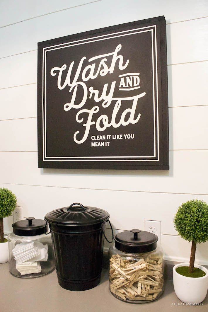 New Laundry Sign & Update One Year Later on our laundry room!