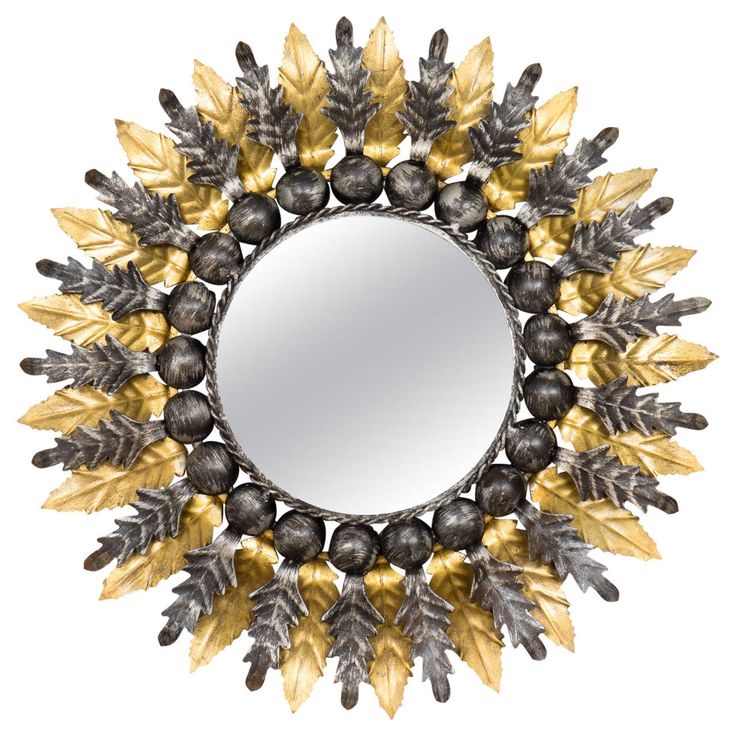 French Vintage Sunburst Mirror in the Style of Line Vautrin