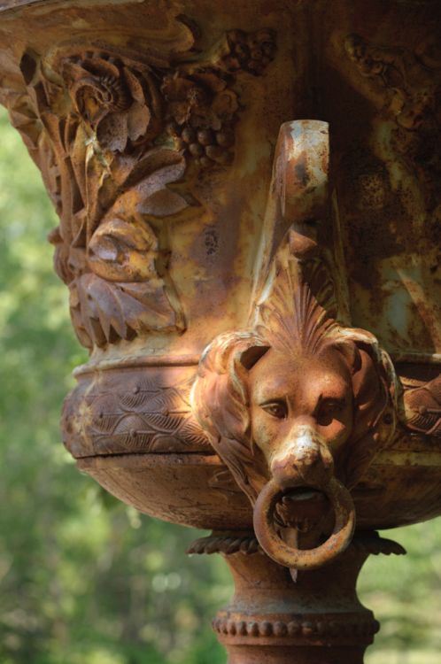 Cast Iron Urn Detail with Dog Handles | Content in a Cottage