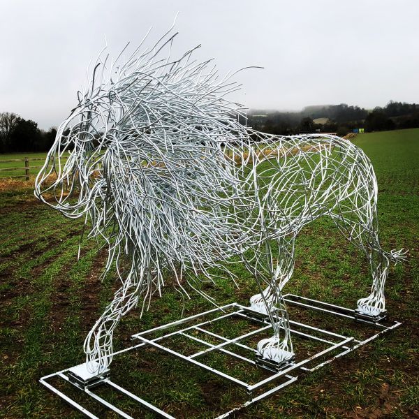 Mild #steel #sculpture by #sculptor Charles Elliott titled: 'Lion sculpture by (...