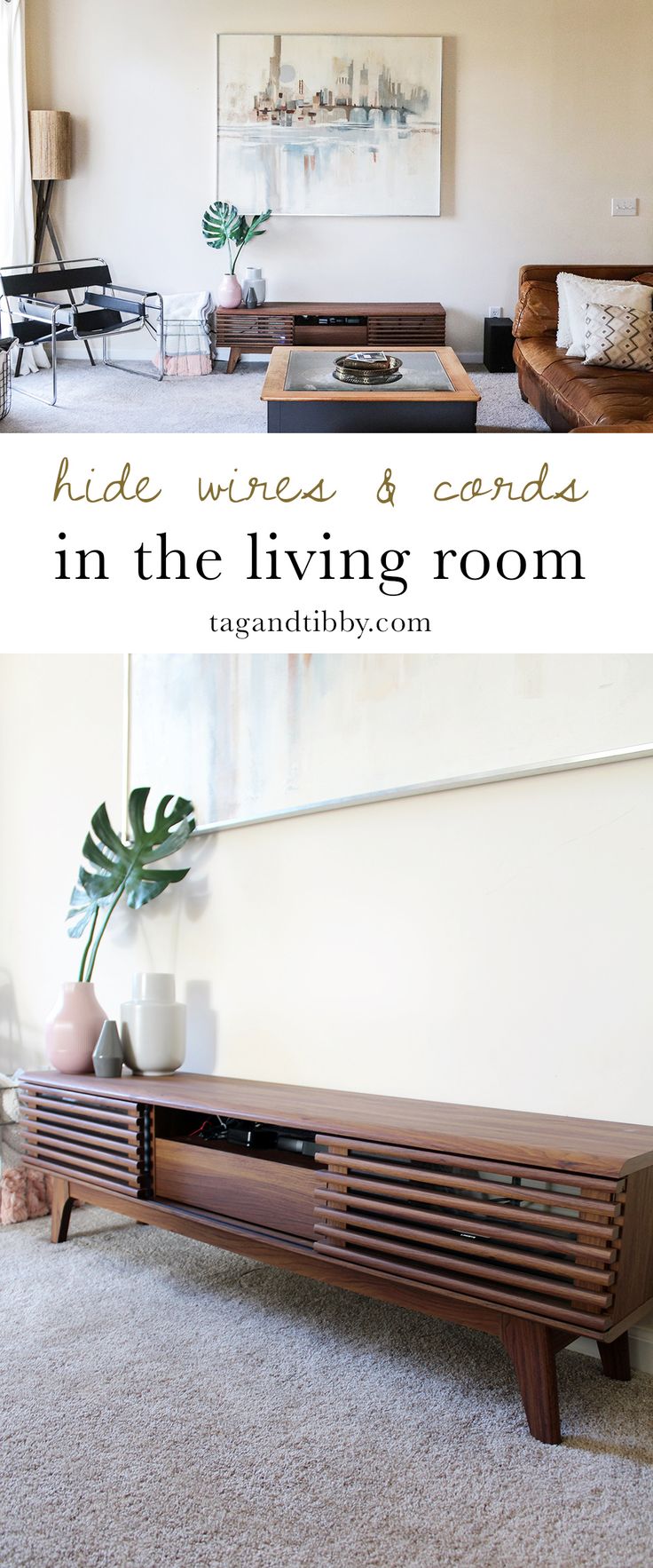 One Way to Hide Wires in a Living Room