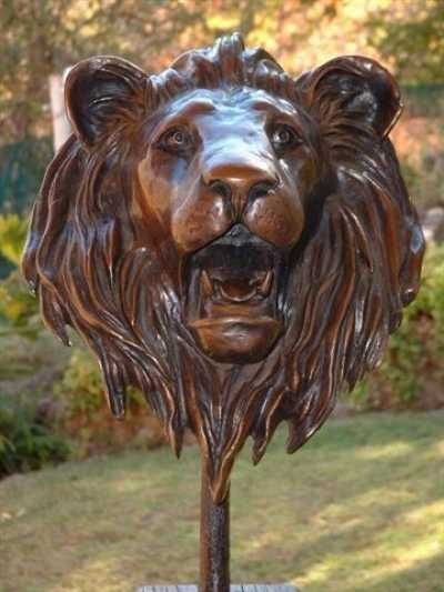 #Bronze #sculpture by #sculptor Brandon Borgelt titled: 'Lion Bust (Bronze Male ...