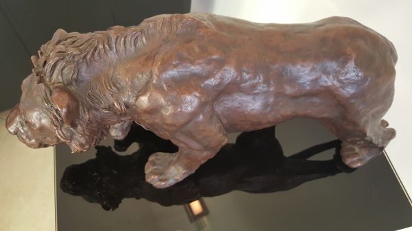 #Bronze #sculpture by #sculptor Christine Close titled: 'ON THE PROWL (Bronze Li...