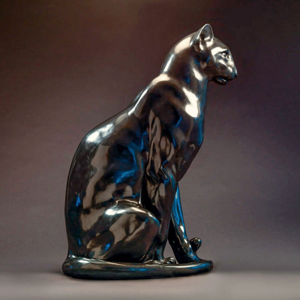 #Bronze #sculpture by #sculptor Nick Bibby titled: 'Black Panther (life size Bro...
