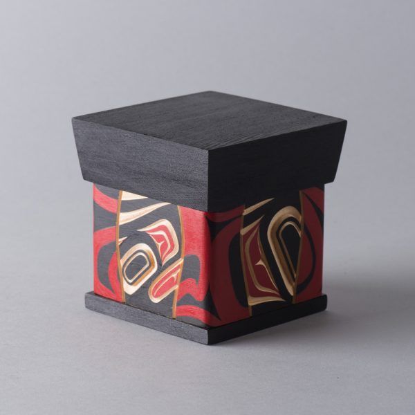 Hand carved red cedar, yellow cedar and acrylic bentwood box by Metis artist Jam...