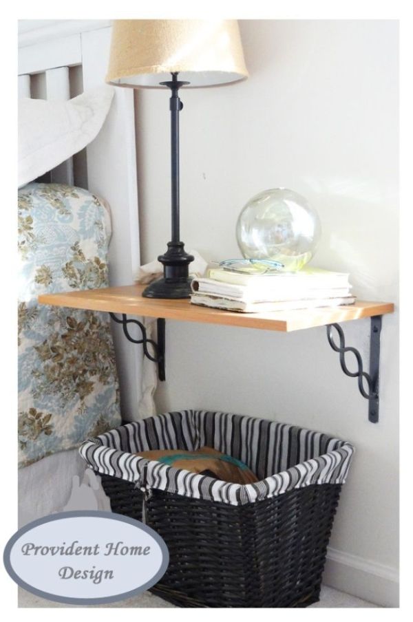 I LOVE the idea of using a Shelf as a side table next to a bed! - great for smal...