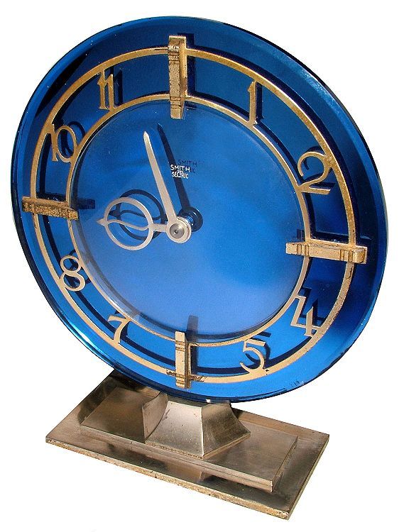 Art Deco Blue Mirror Clock