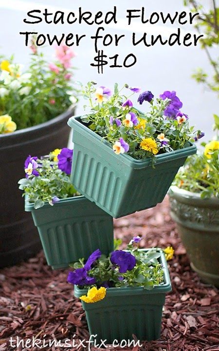 Build a Flower Tower out of Stacked Pots (For under $10)