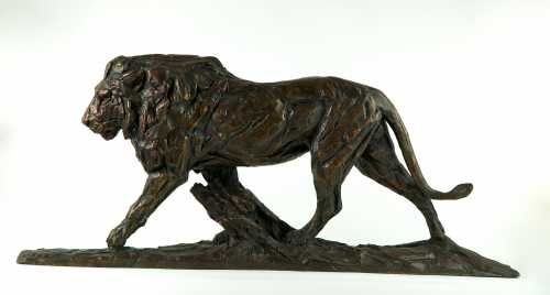 #Bronze #sculpture by #sculptor David Mayer titled: 'Lion (Striding Bronze Afric...