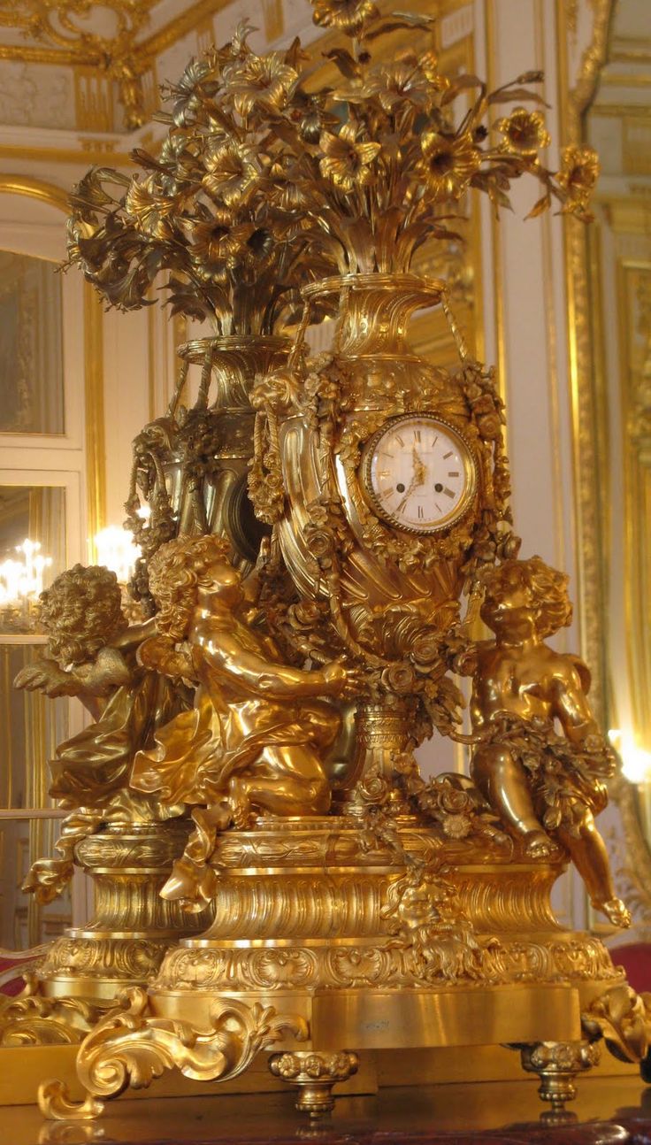 Rococo Clock in the Grand Hôtel d’Estrées, the residence of the Russian amba...