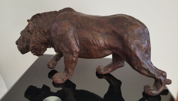 'ON THE PROWL (Bronze Lion Hunting Prowling statue)' by Christine Close