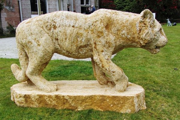 Ham #stone #sculpture by #sculptor Pippa Unwin titled: 'Tiger (SOLD Pacing Stalk...