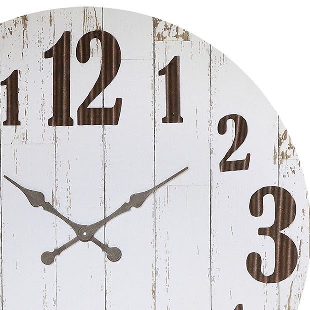 Distressed Wood Metal Numbers Wall Clock
