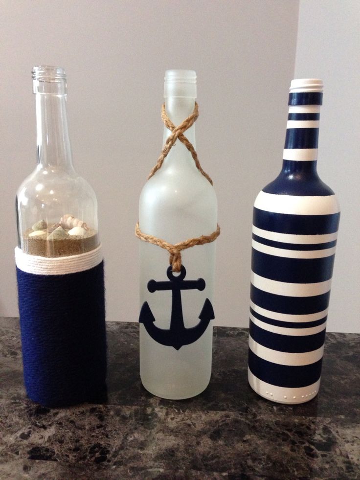 Nautical wine bottles ⚓️ Más - Crafting For Ideas