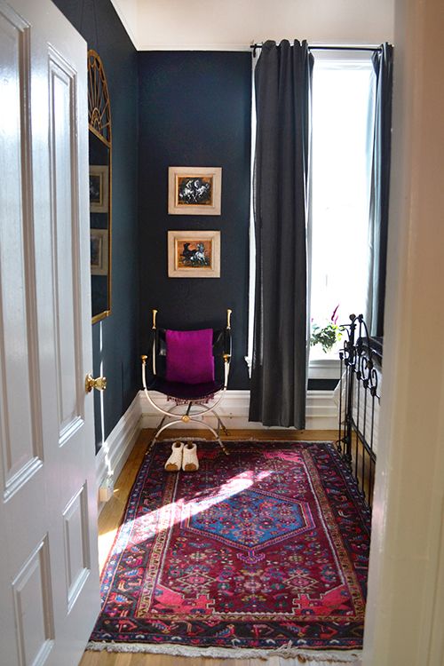 Jewel tone bedroom // The rug is from Pak Oriental Rugs, the mirror from an esta...