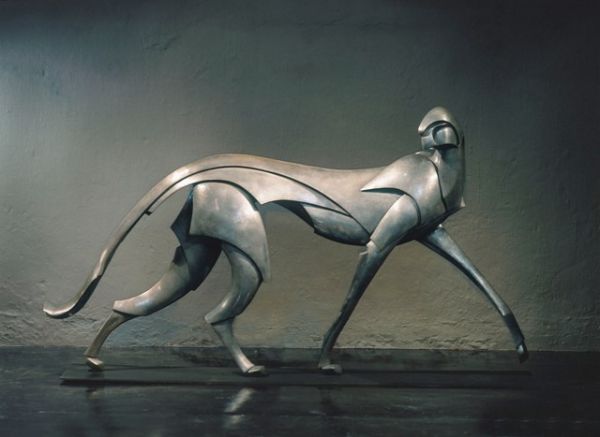 'Lifesize Cheetah (Abstract Bronze Garden statue)' by Keith Calder