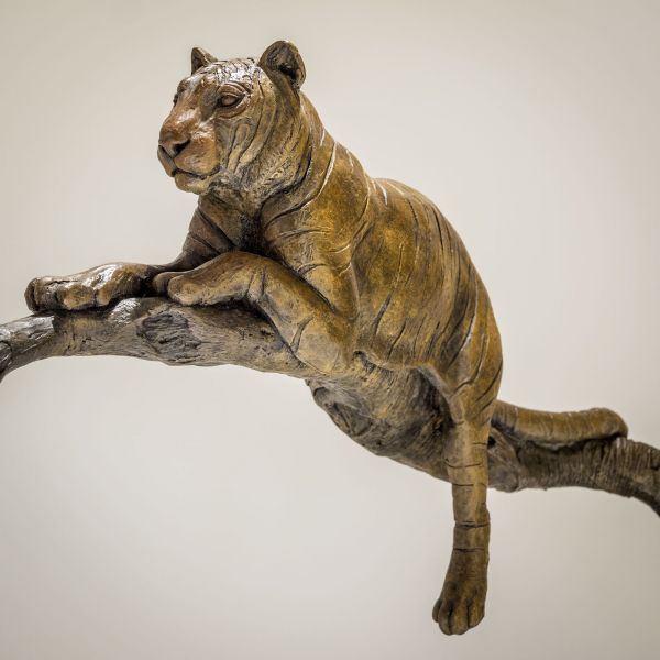 #Bronze #sculpture by #sculptor Nick Mackman titled: 'Raj at Rest (Tiger Resting...