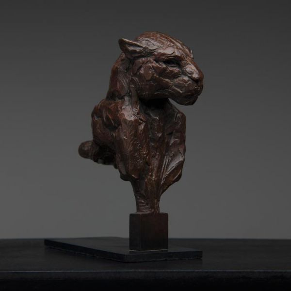 #Bronze #sculpture by #sculptor David Mayer titled: 'Leopard Bust (Bronze Africa...