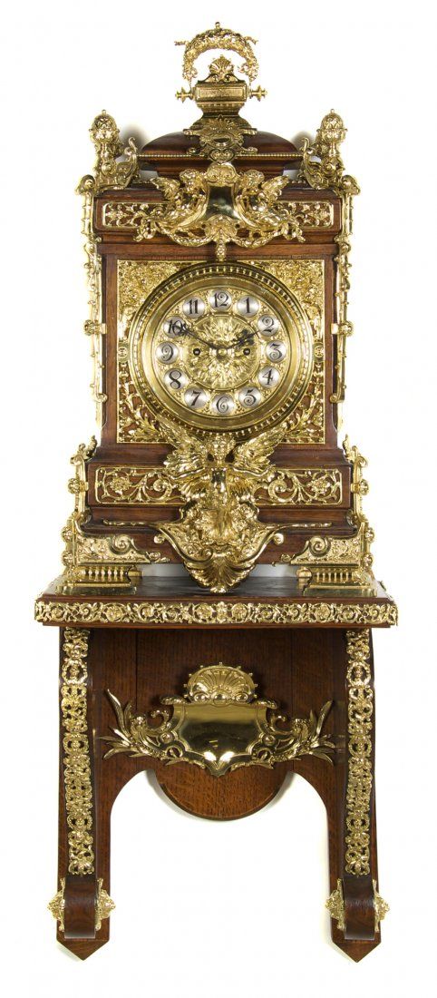 163: An Oak and Gilt Metal Mounted Bracket Clock, Heigh