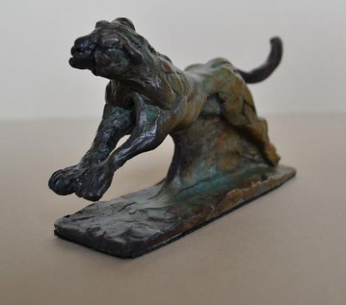 'Leaping Cheetah (Wild Cat Bronze Animal sculpture)' by Edward Waites