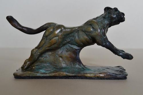#Bronze #sculpture by #sculptor Edward Waites titled: 'Leaping Cheetah (Wild Cat...