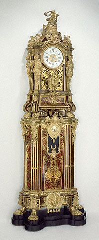 Long case musical clcok. Clock case attributed to Alexandre-Jean Oppenordt, desi...