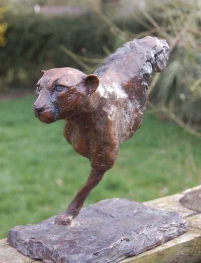 'Running Cheetah (Bronze Chasing/Hunting sculpture)' by Marie Ackers
