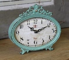 Camden Aqua Vintage Paris Mantle Table Clock