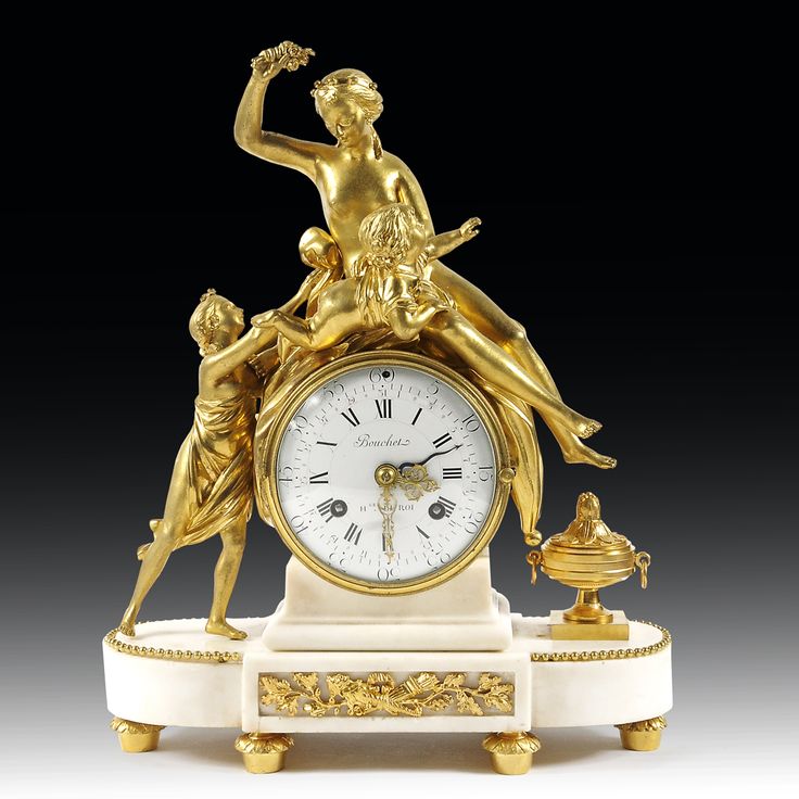 #Clock #LouisXVI in #gilt #bronze and white #marble. The circular movement is…
