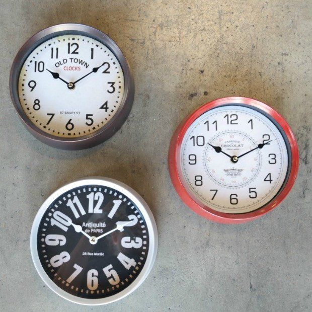 9 Inch Round Wall Clock, Set of 3