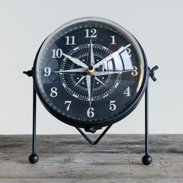 Compass Print Table Clock