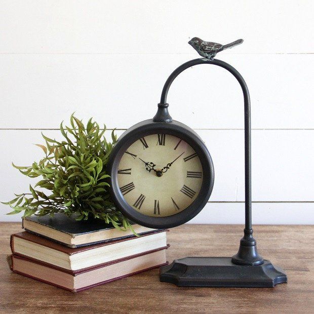 Hanging Table Clock With Bird Finial