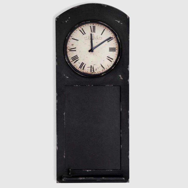 Large Wooden Wall Clock With Chalkboard