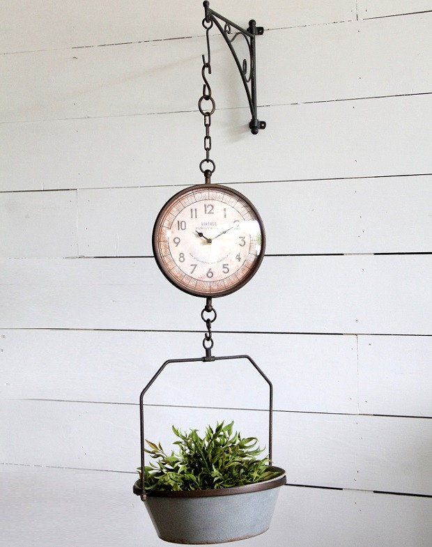 Metal Scale Clock With Hanging Bracket
