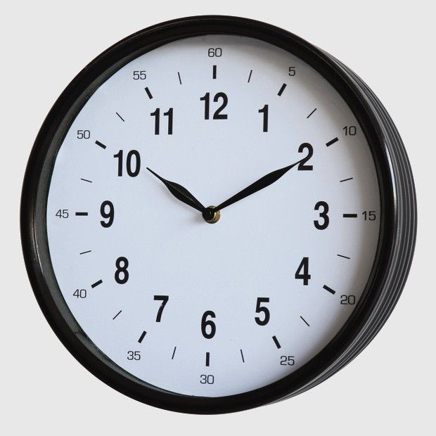 Round Black Wall Clock With Metal Frame