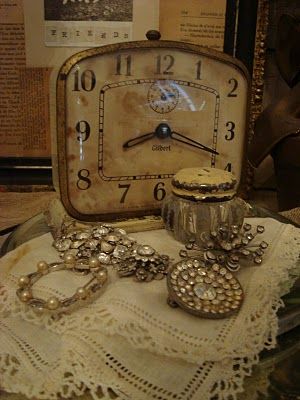 Old clock & jewels