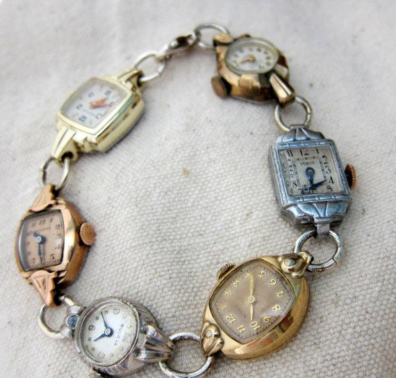 vintage watches made into a bracelet
