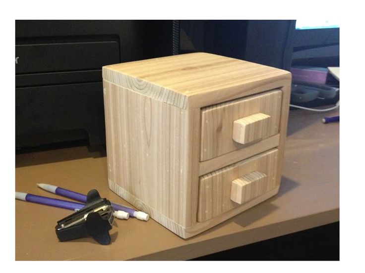 1-Board Cedar 2-Drawer Desktop Storage Cube