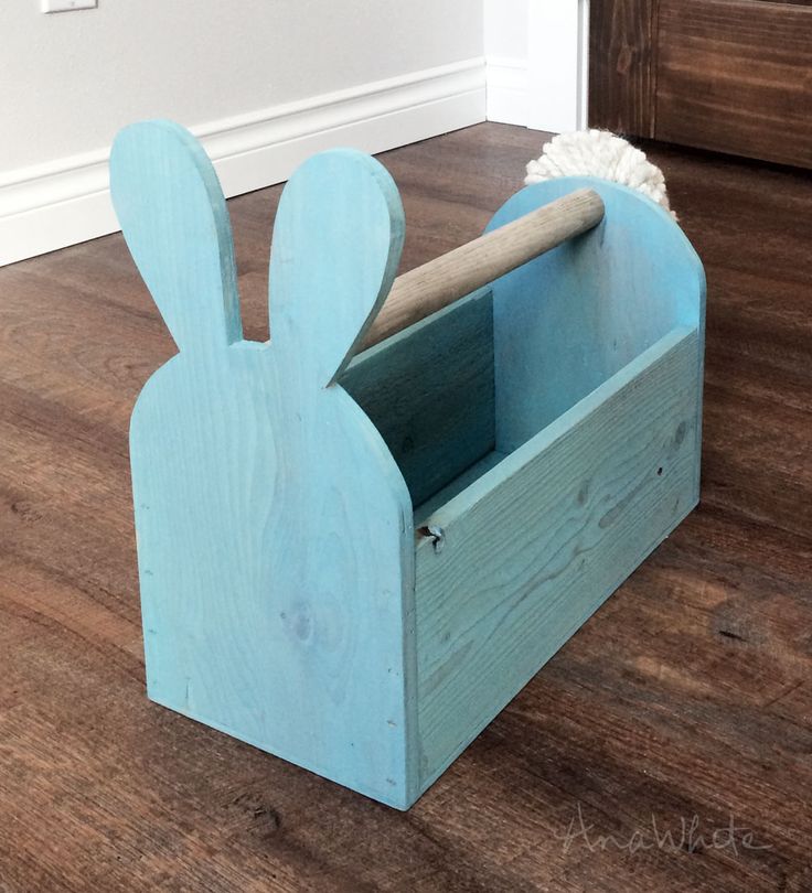 Wood Easter Basket Bunny Shaped Trug