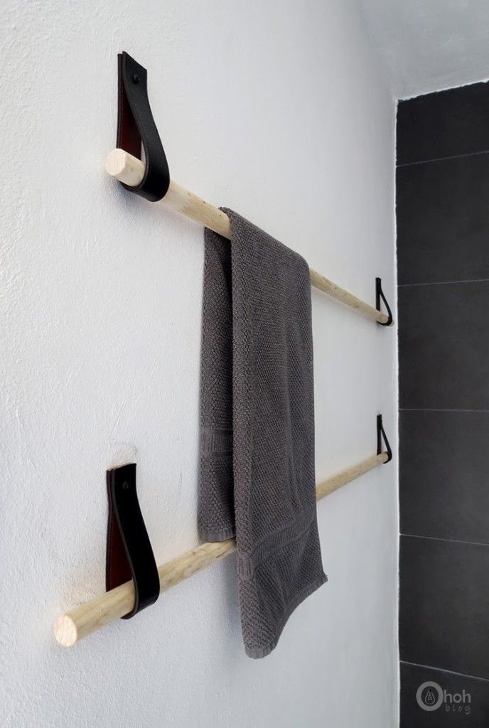 DIY towel holder upcycled belt