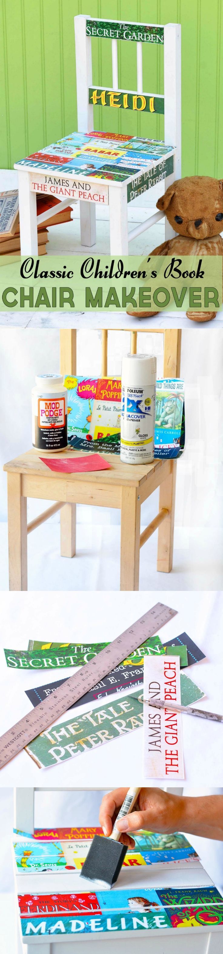 How to Decoupage a Wood Chair for a Book Lover