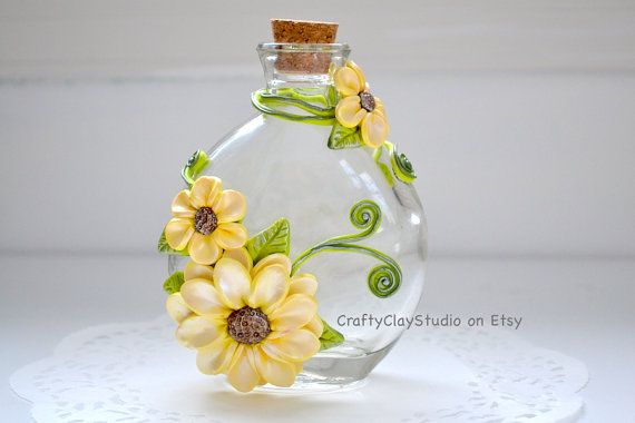 Sculpted Flowers - Flower Decor - Polymer Clay Flowers - Flower Vase - Decorated...