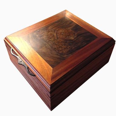 Custom Made Artisan Jewelry Box Mahogany & Walnut Burl
