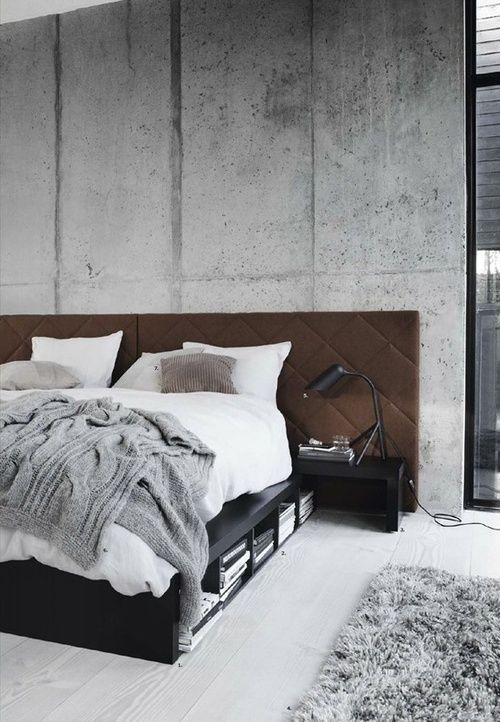 Concrete and grey bedroom interior (Murray Mitchell)