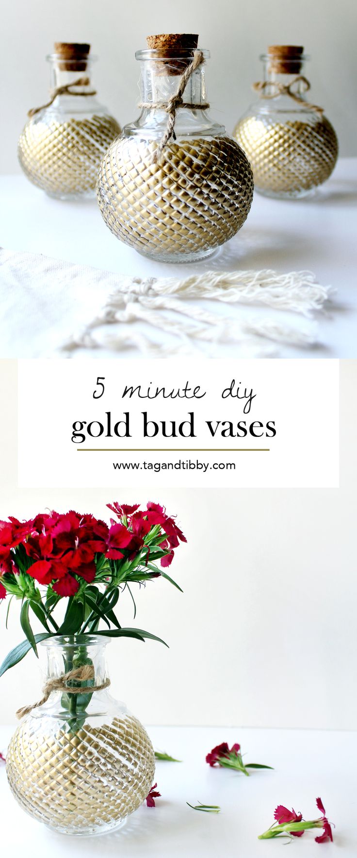 Flowers In A Vase: 10 minute gold leaf bud vase