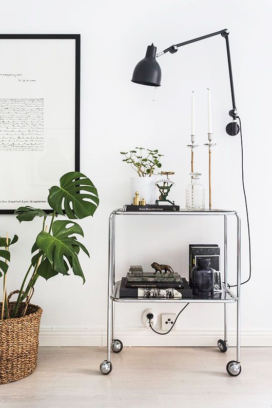 metal bar cart and black wall light fixture styled by fantastic frank / sfgirlby...